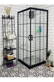 DUŞHOME DUŞAKABİN AGATA SERİSİ 90X90 KARE,KÖŞE AÇILIR,KAROLAJ DESEN,H;190CM KABİN