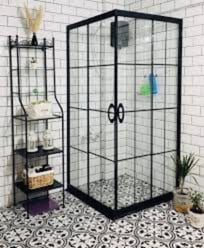 DUŞHOME DUŞAKABİN AGATA SERİSİ,100X100 KARE,KÖŞE AÇILIR,KAROLAJ DESEN,H;190CM