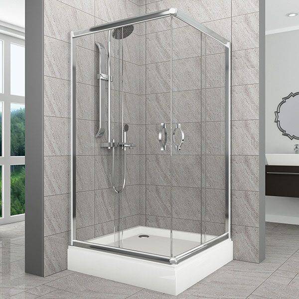 DUŞHOME DUŞAKABİN GLORY SERİSİ SÜRGÜLÜ 110X110 KARE,KÖŞE AÇILIR TEKNE+KABİN