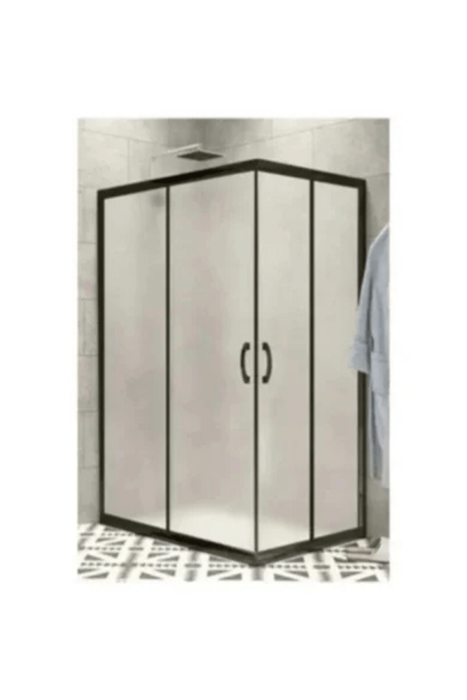 DUŞHOME GLORY SERİSİ 90X90 KARE,KÖŞE AÇILIR,MAT SİYAH PROFİL,BUZLU CAM,H,190CM KABİN