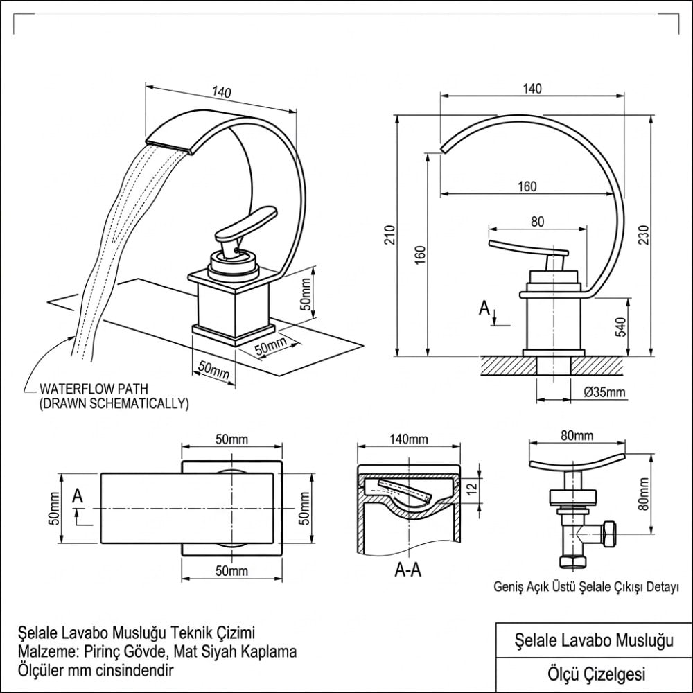 Fleko Wide Siyah Şelale Akışlı Lavabo Bataryası (13400234)Armatür&BataryaFleko 13400234 DUŞHOMEFleko Wide Siyah Şelale Akışlı Lavabo Bataryası (13400234)