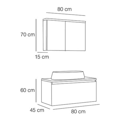 FYM ELVINA 80CM BANYO DOLABI-1445 BEYAZ