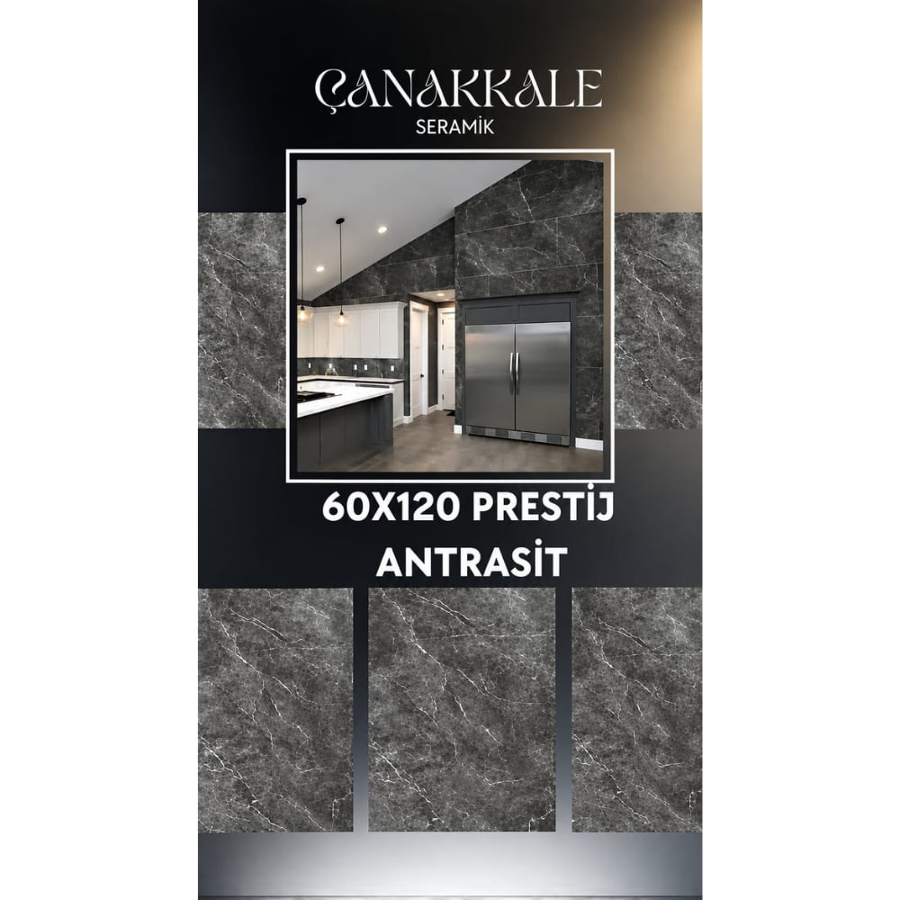 Kale Seramik Prestij Antrasit 60x120 cm Parlak Mermer Desenli GranitKalebodur MPB-R563 Prestij Antrasit Parlak 60x120 | Büyük Ebat Porselen Seramik | DushomeSeramik&GranitKale Seramik310100800294DUŞHOMEKale Seramik Prestij Antrasit 60x120 cm Parlak Mermer Desenli Granit