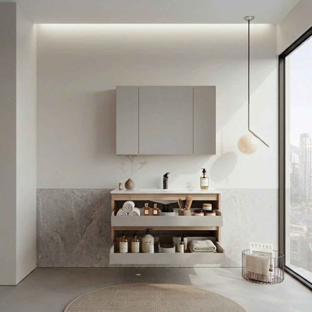ORKA Messina 85 cm Ayna Dolaplı Banyo Dolabı Takımı MeşeBanyo DolabıOrka Banyo dolabıMeşe 85cmDUŞHOMEORKA Messina 85 cm Ayna Dolaplı Banyo Dolabı Takımı Meşe