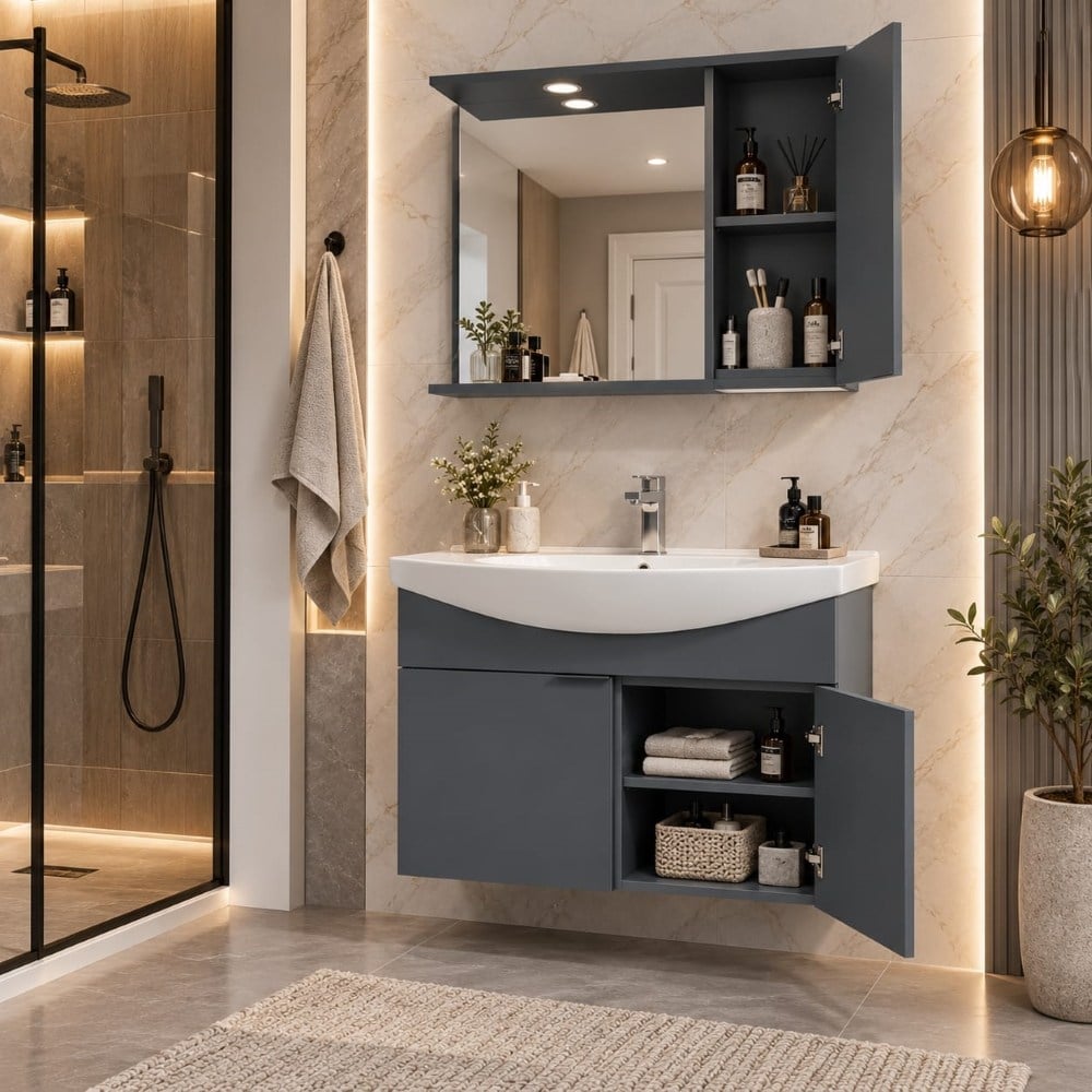 Orka Purus 100 cm Spot Ayna Dolaplı Banyo Dolabı Takımı AntrsitOrka Purus 100 cm Spot Ayna Dolaplı Banyo Dolabı Takımı AntrasitBanyo DolabıOrka Banyo DolaplarıPurus 100cm AntrasitDUŞHOMEOrka Purus 100 cm Spot Ayna Dolaplı Banyo Dolabı Takımı Antrsit