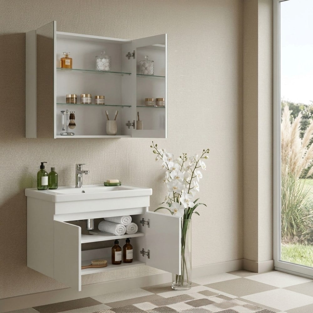 Orka Terme 80cm Parlak Beyaz Banyo Dolabı TakımıBanyo DolabıOrka Banyo DolaplarıTerme 80cm BeyazDUŞHOMEOrka Terme 80cm Parlak Beyaz Banyo Dolabı Takımı