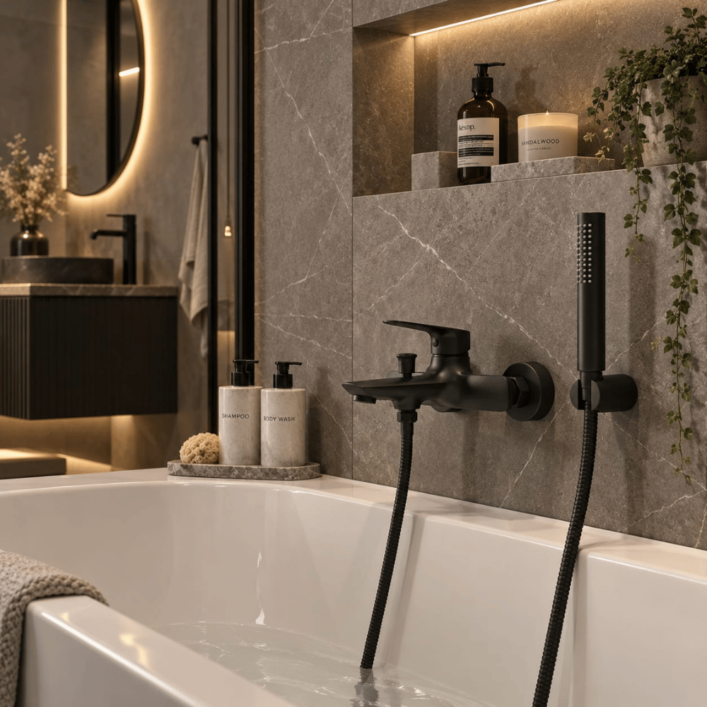 Tandem Banyo Bataryası SiyahKale Tandem Siyah Banyo Bataryası | Mat Yüzeyli Modern Duş Armatürü | Şık ve Dayanıklı Kale MuslukArmatürKale Seramik410200505488DUŞHOMETandem Banyo Bataryası Siyah