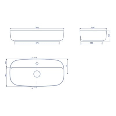 TURKUAZ AQUA SERİSİ TEZGAH ÜST 80*40 LAVABO