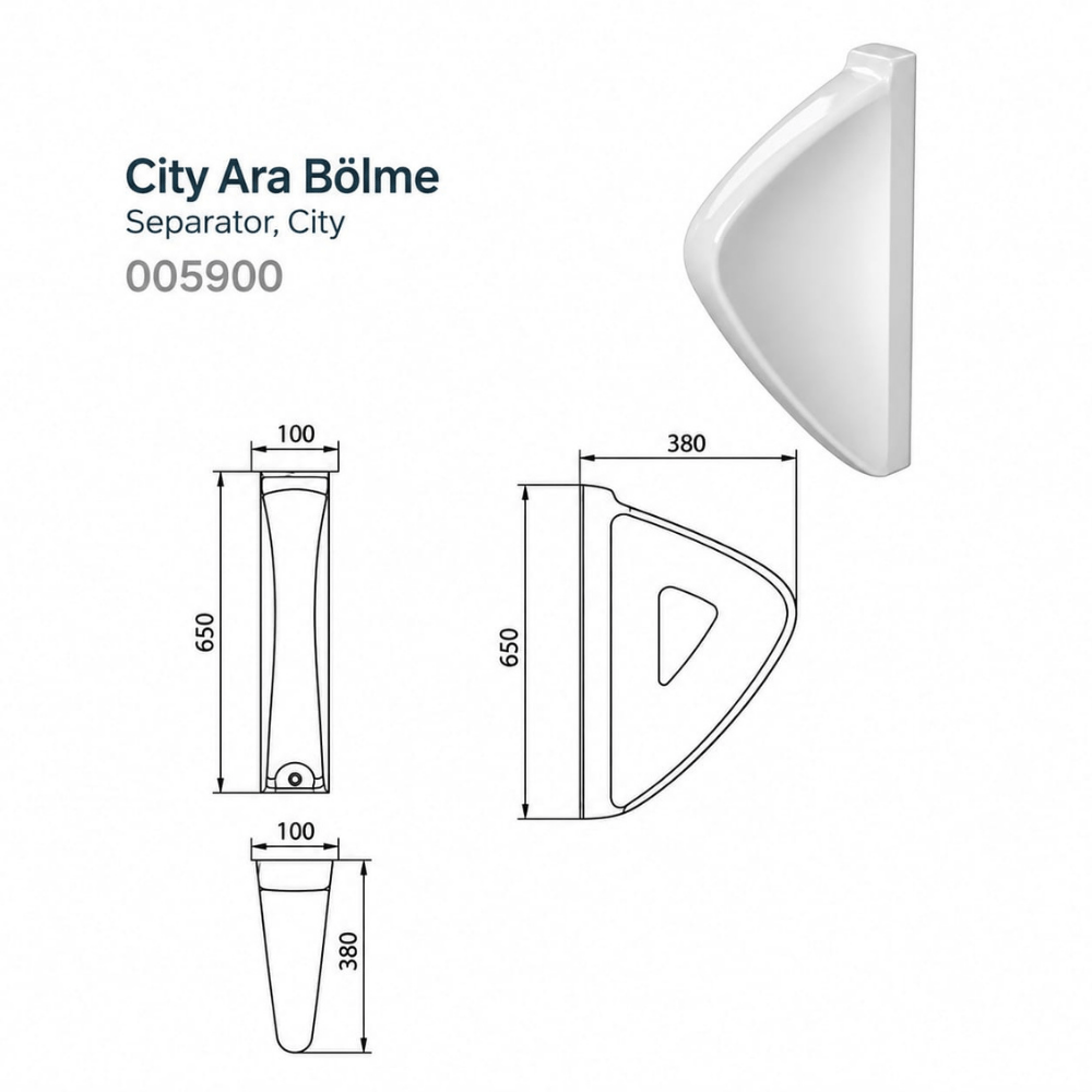 Turkuaz Cerastyl City Ara BölmeTurkuaz CeraStyle City Ara Bölme | Lavabo Arası Hijyenik Seramik Bölme PaneliVitrifiyeTurkuaz CerastyleUS0020001003Y02102DUŞHOMETurkuaz Cerastyl City Ara Bölme