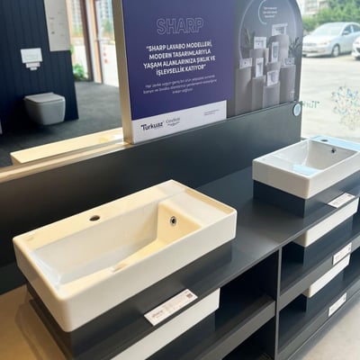 TURKUAZ SHARP SERİSİ 65X38CM ETEJERLİ LAVABO
