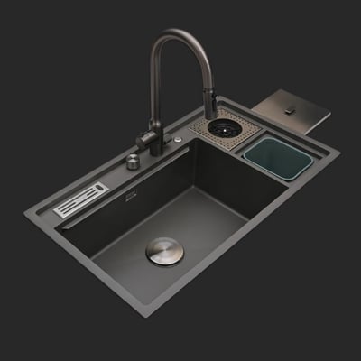 Verona El Yapımı Nano Eviye Seti 85x48 cm Mat Gri (Gun Grey)