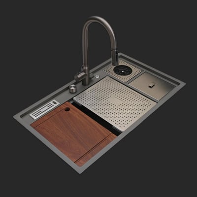 Verona El Yapımı Nano Eviye Seti 85x48 cm Mat Gri (Gun Grey)