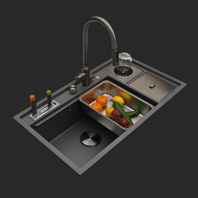 Verona El Yapımı Nano Eviye Seti 85x48 cm Mat Gri (Gun Grey)