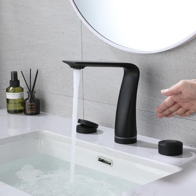 Wind 3 Delikli Sensörlü Lavabo Bataryası Matt Black
