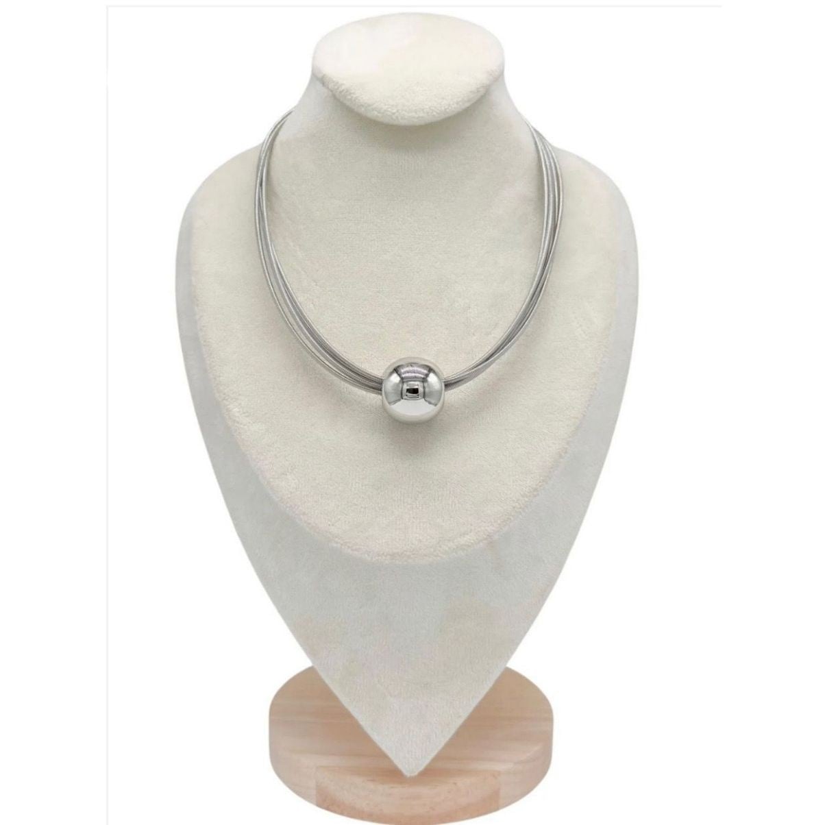 Silver top detay chocker kolye