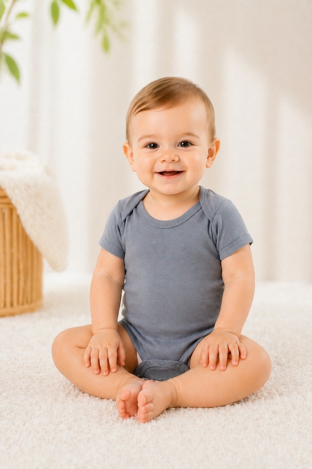 Unisex Bebek Kısa Kollu Alttan Çıtçıtlı Body %100Pamuk Basic Düz Renk Zıbın 0-12 Ay 1-4 Yaş