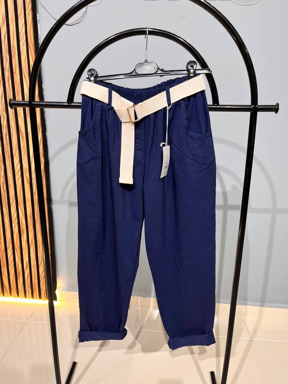 Kemerli Düz Jogger Pantolon
