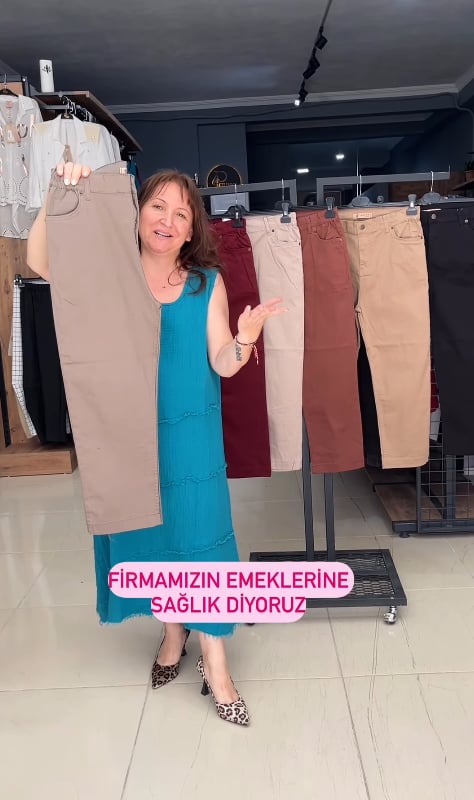 Yüksek Bel Likralı Cotton Bilek Boy Pantolon