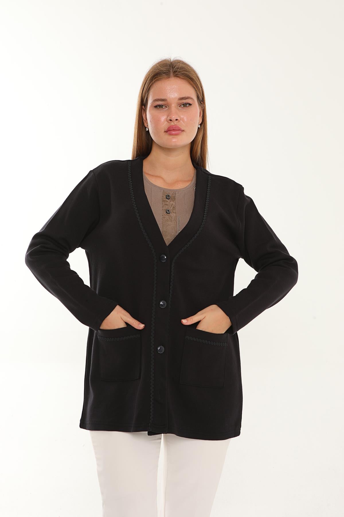 Lanze Çelik Örme Triko Düğmeli Anne Ceket 2405