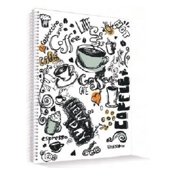 Coffee Plastik Kapak 96 Yaprak Çizgili Spiralli A4 Defter