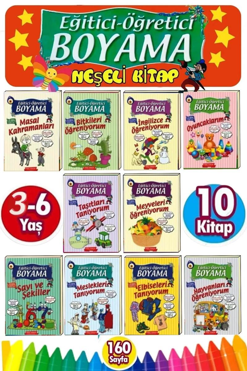 Eğitici Öğretici Boyama Kitabı Seti 10 Kitap