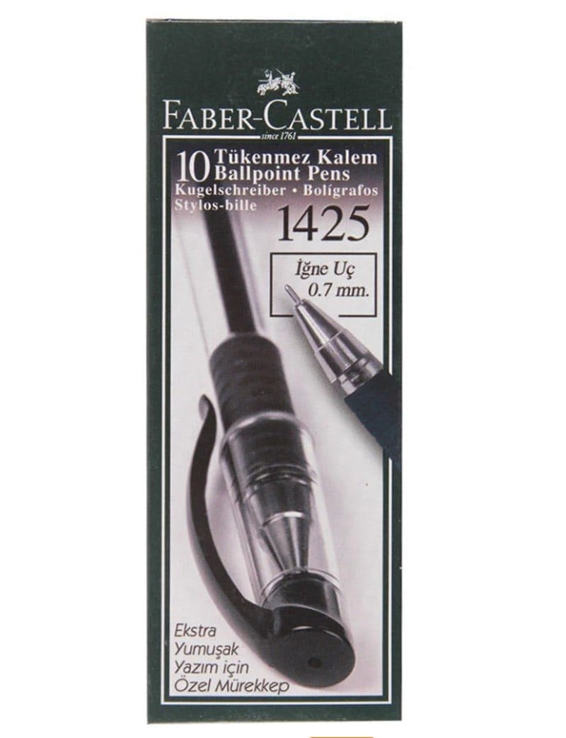 Faber Castell 1425 Siyah Tükenmez Kalem 10'lu Kutu