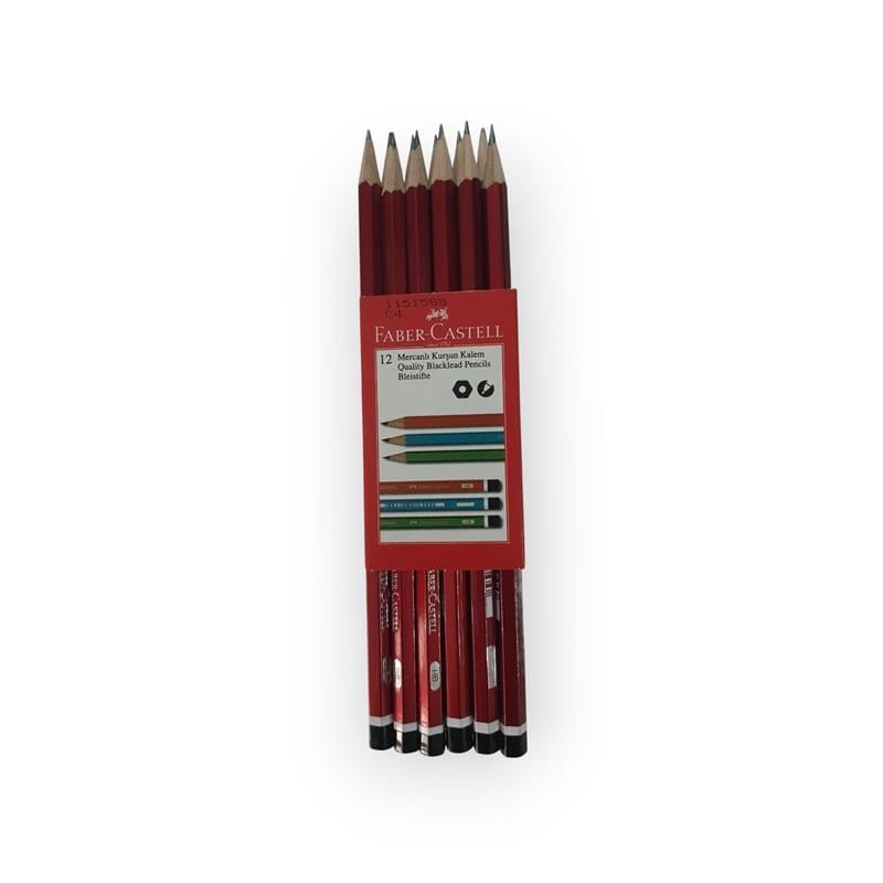 Faber Castell Köşeli Mercanlı Kurşun Kalem 12'li Paket