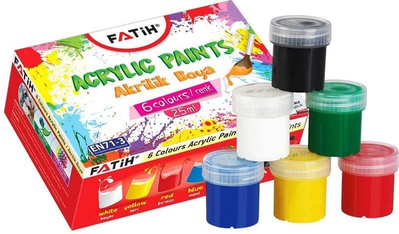 Fatih Akrilik Boya 25 gr 6 Renk Takım Karışık