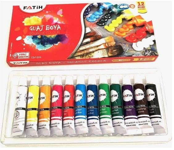 Fatih Guvaş Boya 12 Renk 12 ml Tüplü