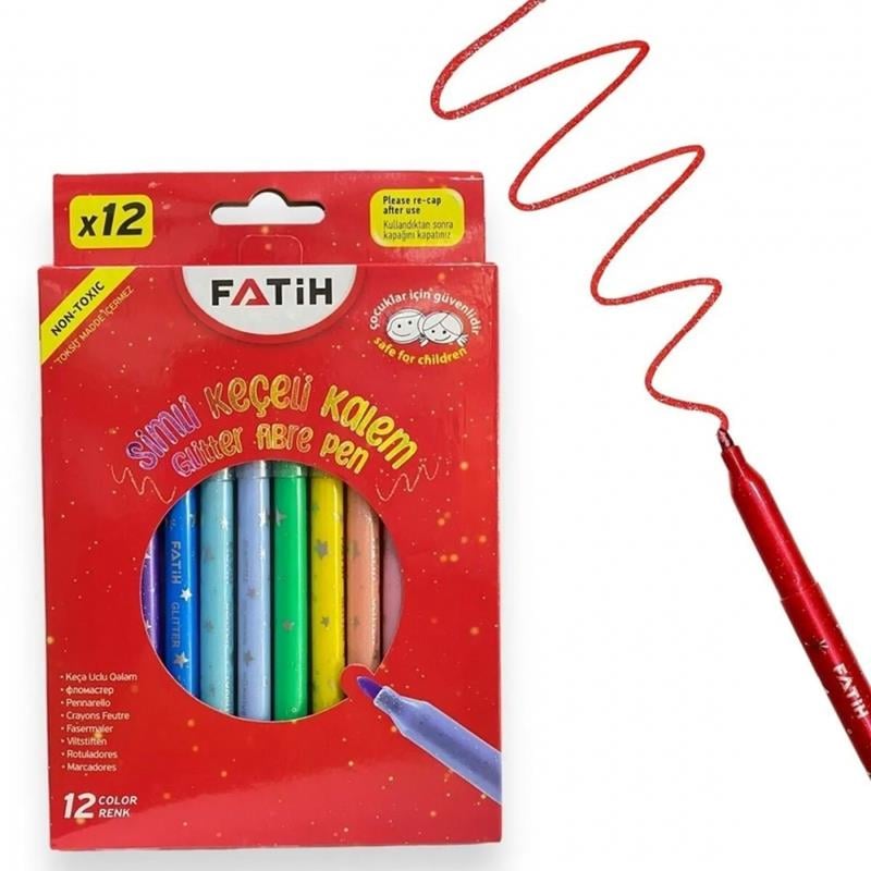 Fatih Keçeli Kalem 12 Renk Simli Set
