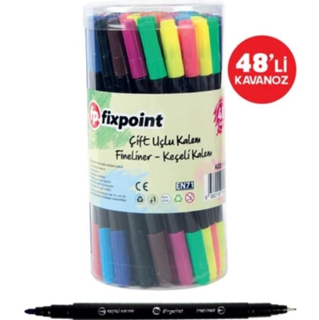 Fixpoint Fineliner Çift Uçlu 48'li Kavanoz