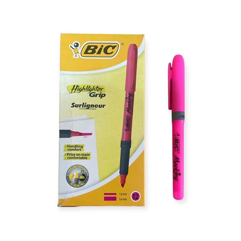 Fosforlu Kalem- Marking Highlighter Grip Pembe 12'li Kutu