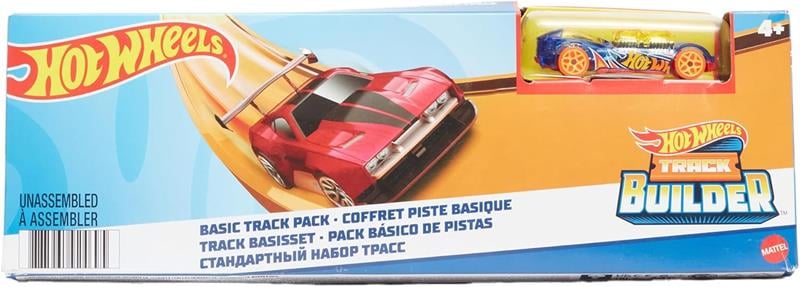 Hot Wheels Track Builder Temel Pist Seti, 10 Adet Pist Parçası, 9 Adet Pist Bağlantı Parçası ve Bir Adet 1:64 Ölçekli Hot Wheels Araba İçeren Eklenebilir Pist Inşasına Başlangıç Seti, 6 Yaş ve Üzeri