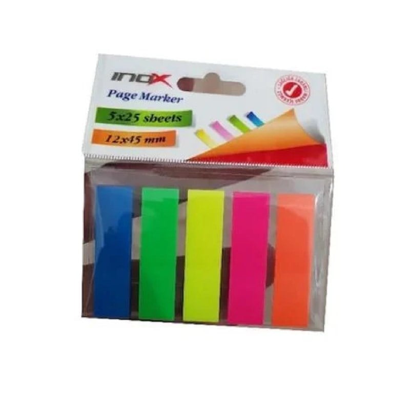 İnox 5 Renk 25 Yaprak Yapışkanlı Ayraç 30'lu Paket