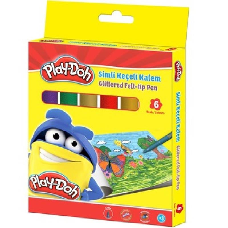 Keçeli Kalem- Play-doh 6 Renk Simli