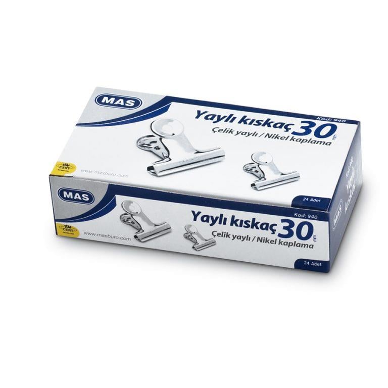 Mas Kıskaç Beyaz Metal Düzine Yaylı 30mm [940] 2'li Paket