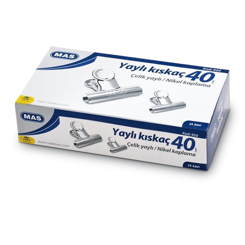 Mas Kıskaç Beyaz Metal Düzine Yaylı 40mm [950] 2'li Paket