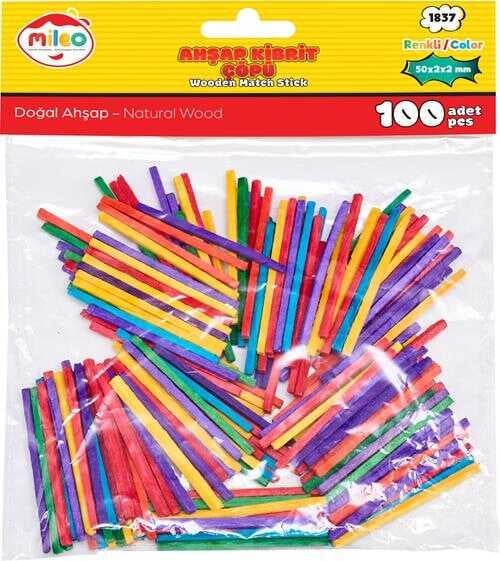 Mas Mileo 1837 Ahşap Çubuk-Kibrit Çöpü 2x2x50 mm-Renkli