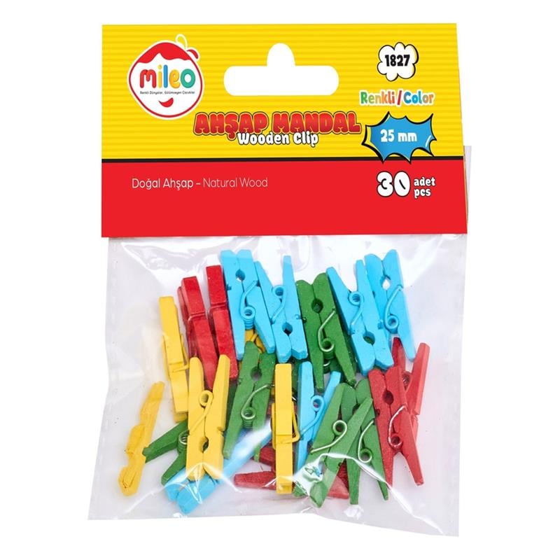 Mas Mileo Ahşap Mandal 25mm Renkli 1827