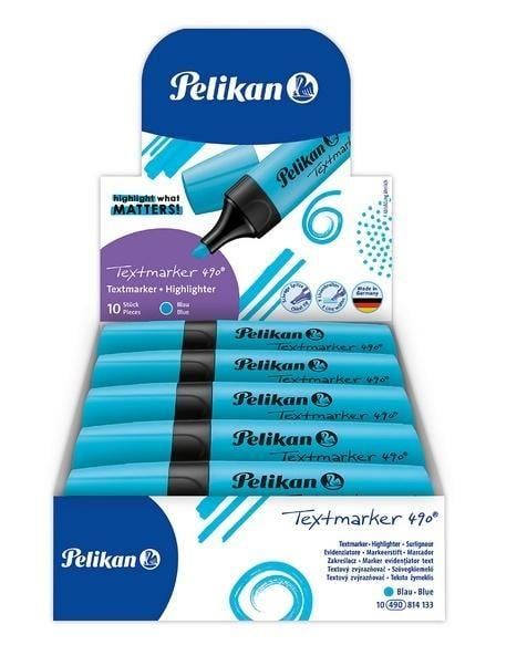 Pelikan Fosforlu Kalem 490 Neon Mavi 10'lu Paket