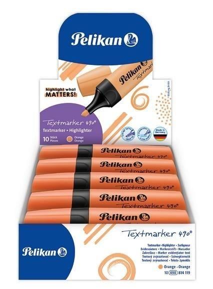 Pelikan Fosforlu Kalem 490 Neon Turuncu 10'lu Paket