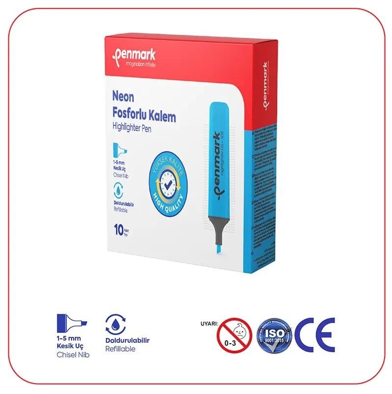 Penmark Fosforlu Kalem Neon Cam Göbeği 10'lu Paket