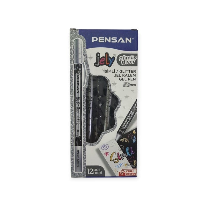 Pensan Jel Kalem 2800 Gümüş Jely Glitter Simli 12'li Paket