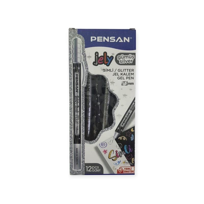 Pensan Jel Kalem 2800 Gümüş Jely Glitter Simli 12'li Paket