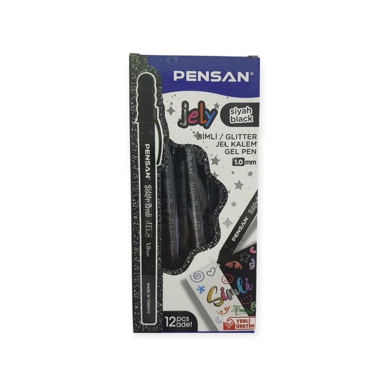 Pensan Jel Kalem 2800 Siyah Jely Glitter Simli 12'li Paket