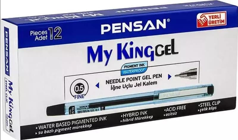 Pensan Jel Kalem My-king 0.5 mm Siyah Metal Klips 12'li Paket