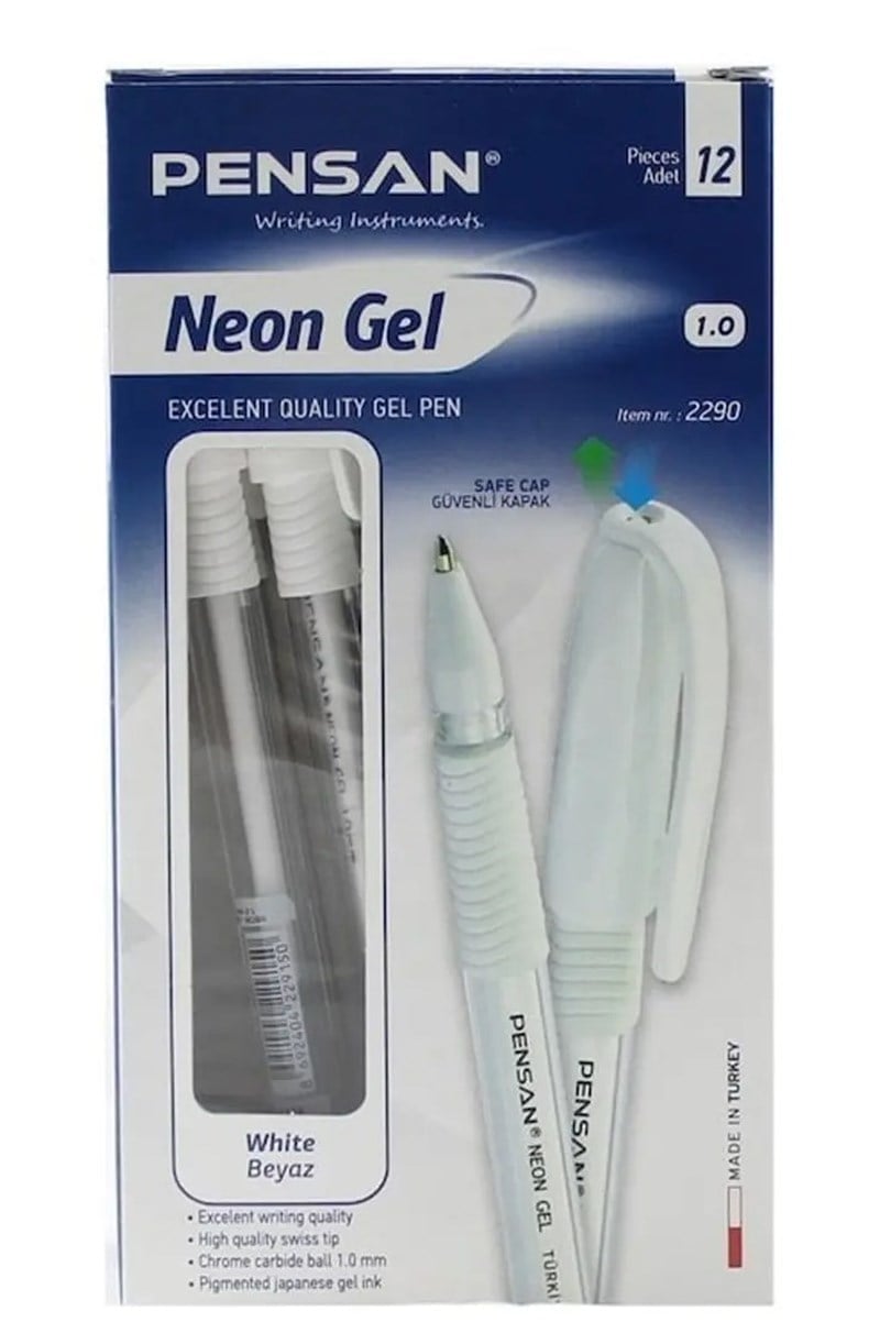 Pensan Jel Kalem Neon Beyaz 12'li Kutu