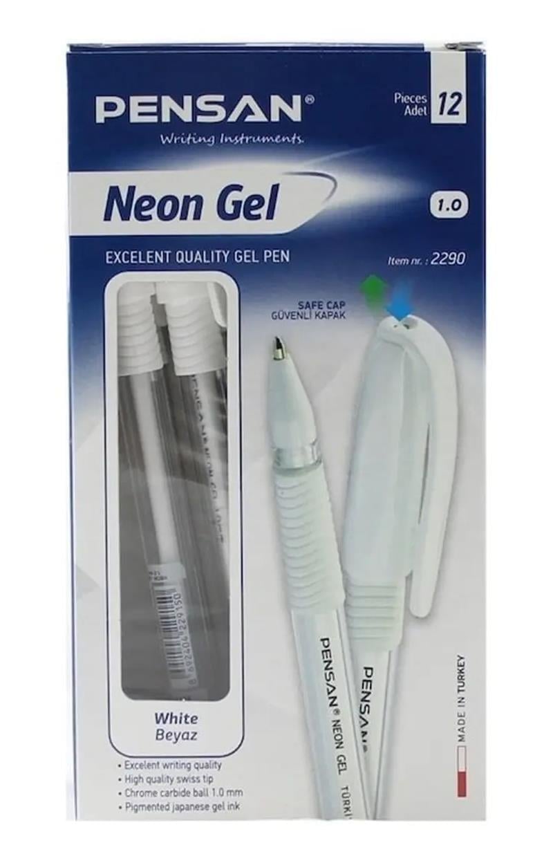 Pensan Jel Kalem Neon Beyaz 12'li Kutu