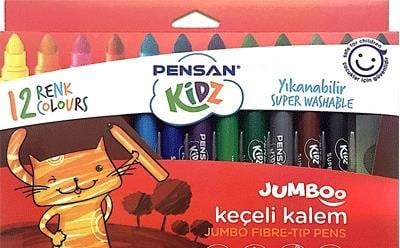 Pensan Keçeli Kalem Kıdz Yıkanabilir Jumbo 12 Renk