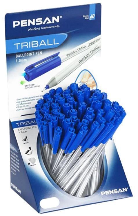 Pensan Tükenmez Kalem Pensan Triball 1 mm Mavi 60’lı Stand